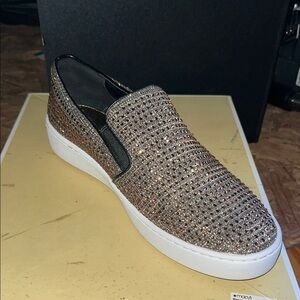 Michael Kors Gold Slip-On Sneakers with Metallic Finish